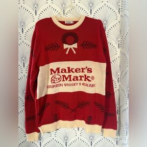 Red and Cream Men's Crewneck Sweater